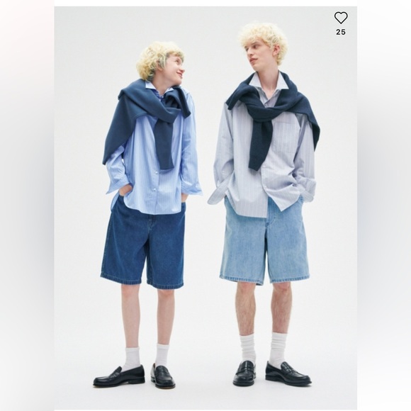 Uniqlo Women's Distressed Linen Blue Jean Shorts - Picture 9 of 10